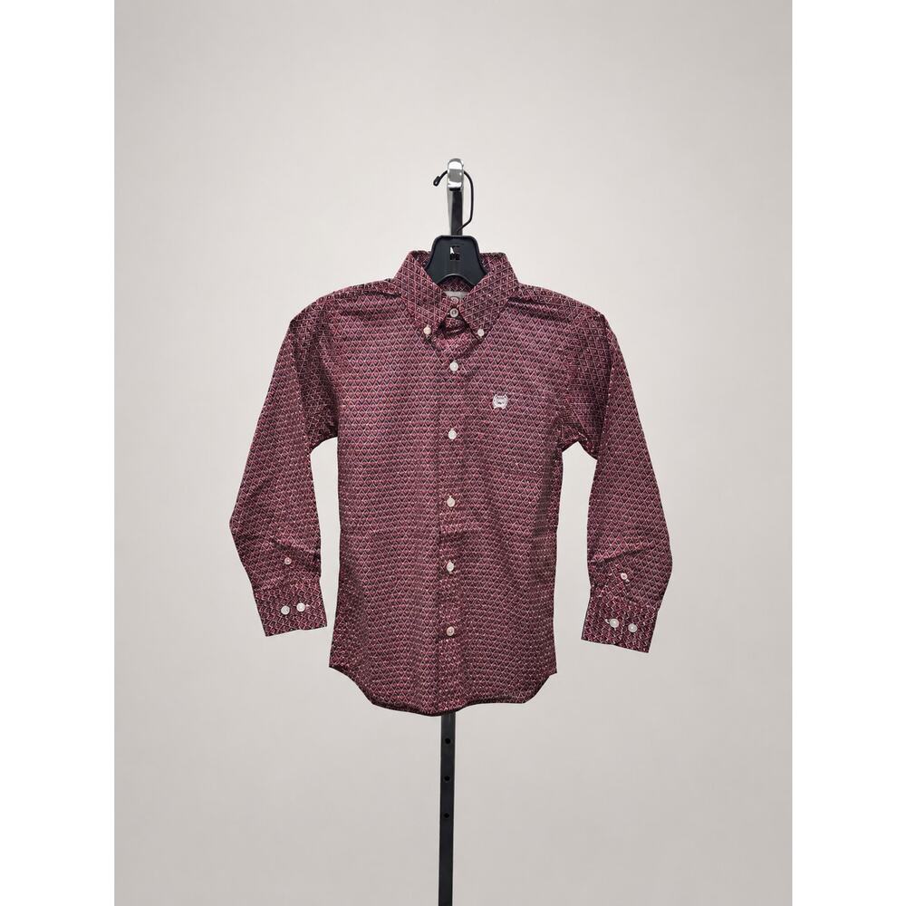 Cinch Boys Geometric Western Button Down Shirt NWT XS 4-5 Red Black